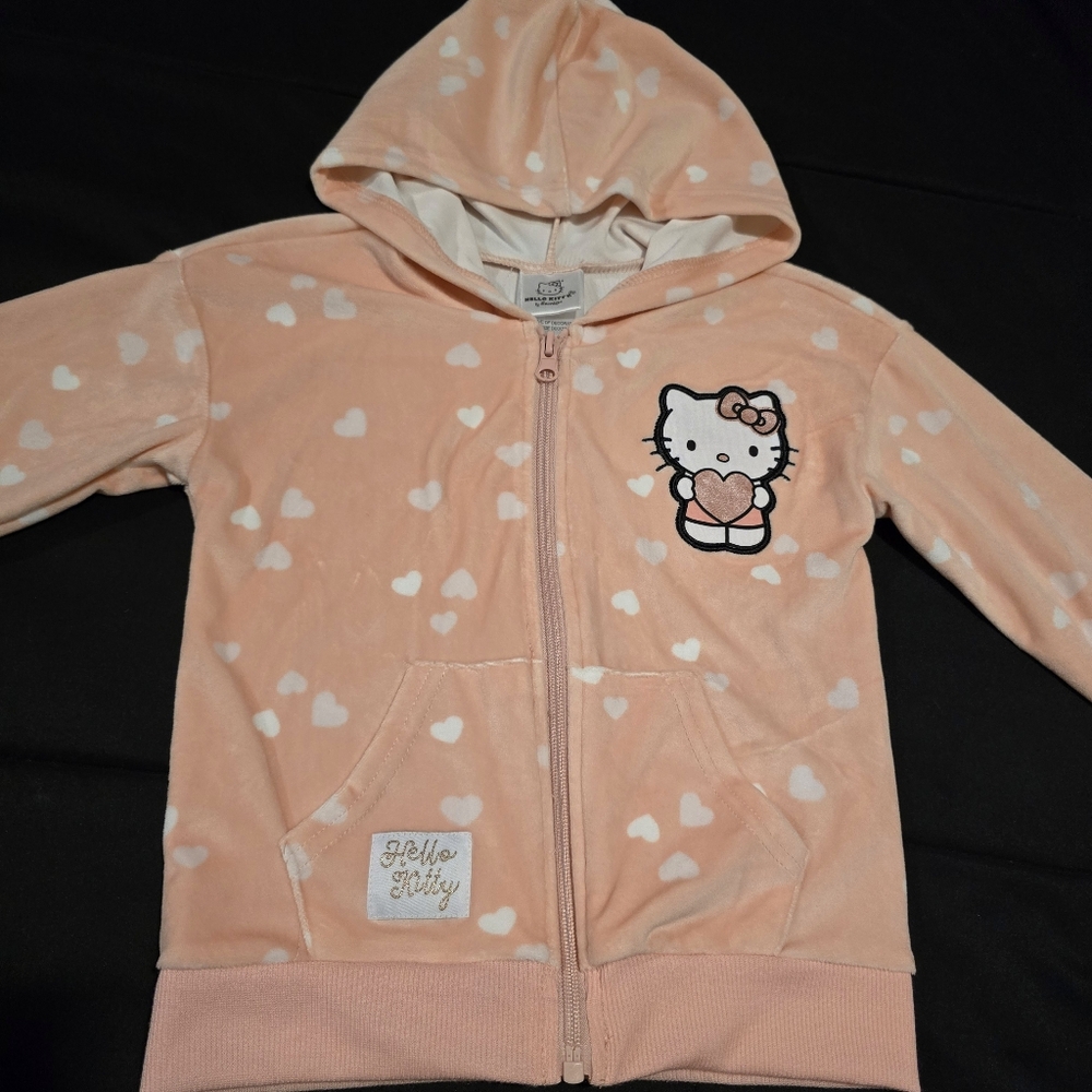 Hello Kitty Sanrio Girls Hoodie Heart Zip Up Jacket Toddler‎ Sweater NWT Size 3T